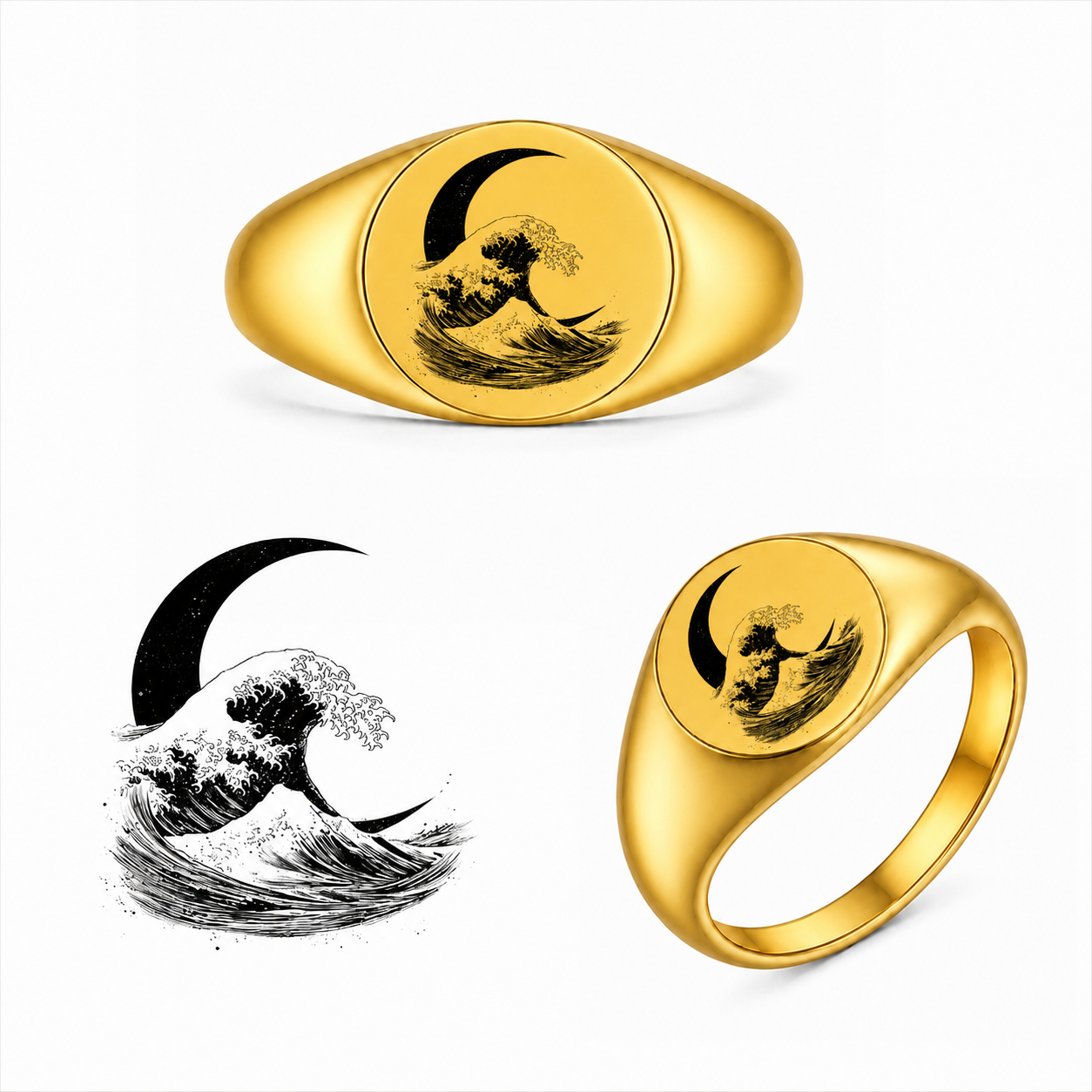 Gravierter Japan-Ring Hokusai