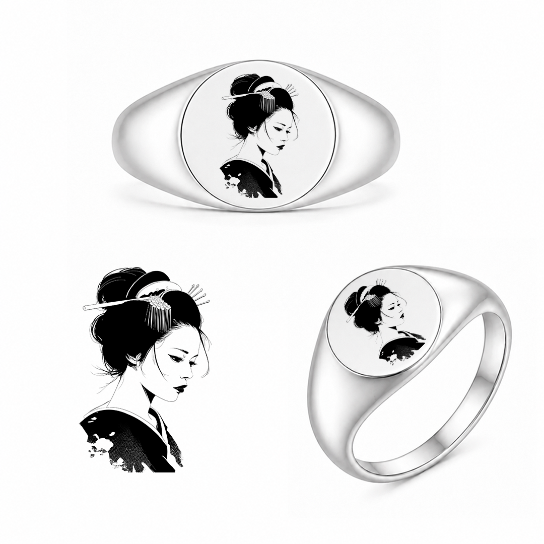 Gravierter Japan-Ring Geisha