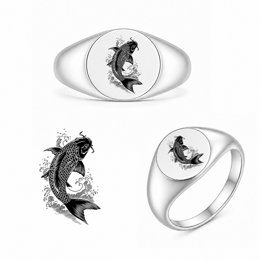 Gravierter Japan-Ring Koi