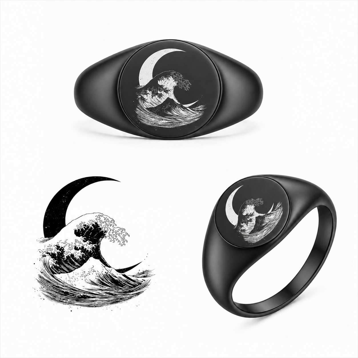 Gravierter Japan-Ring Hokusai