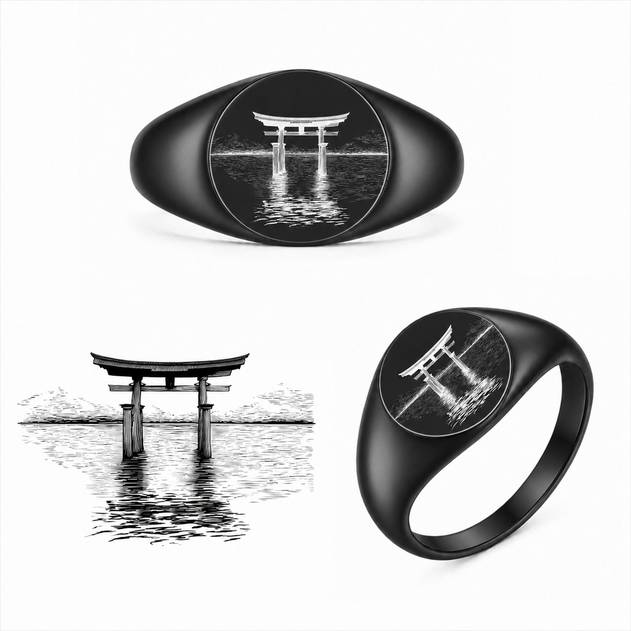 Gravierter Japan-Ring Kaigan