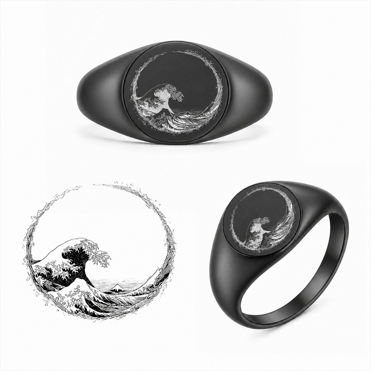 Gravierter Japan-Ring Kanagawa