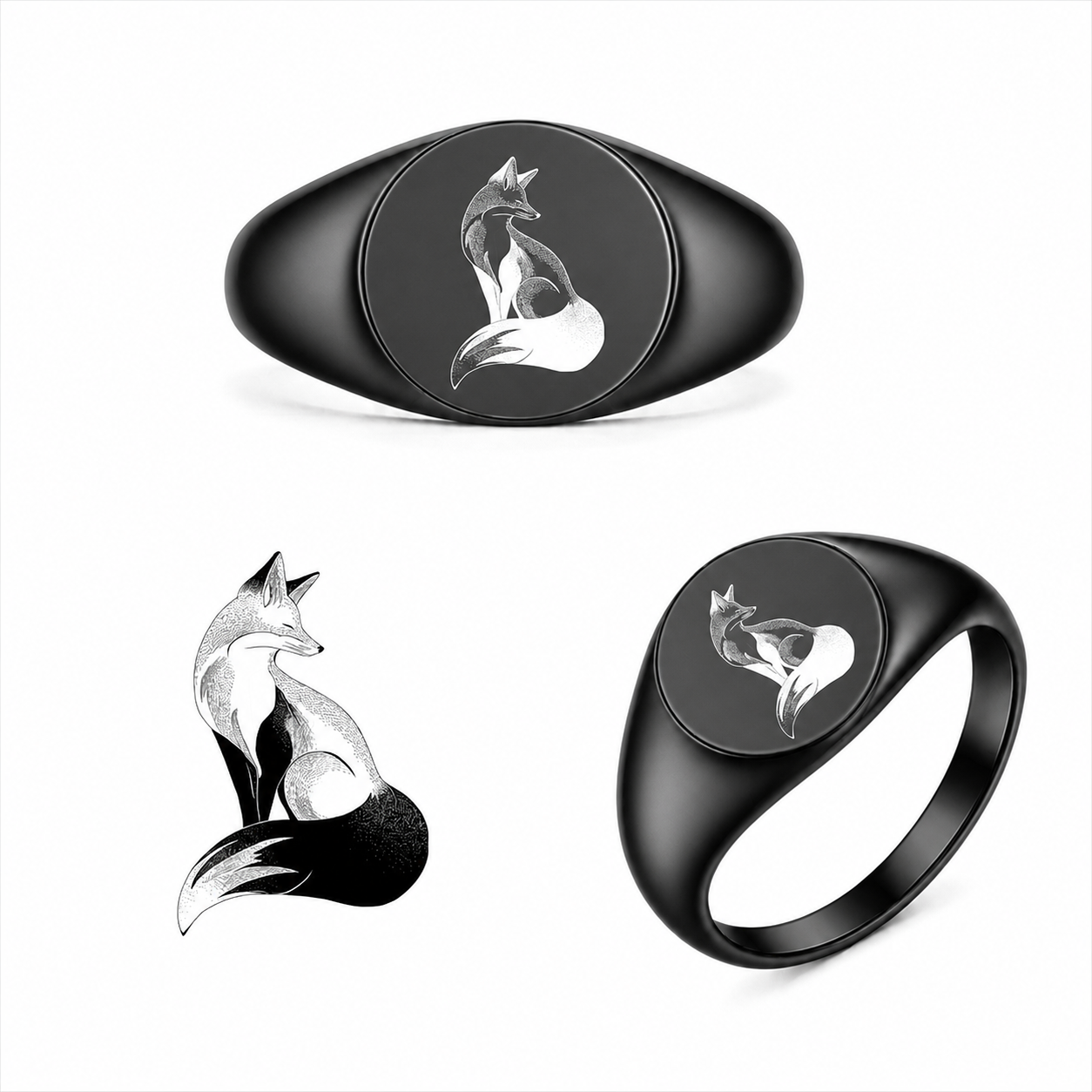 Gravierter Japan-Ring Kitsune