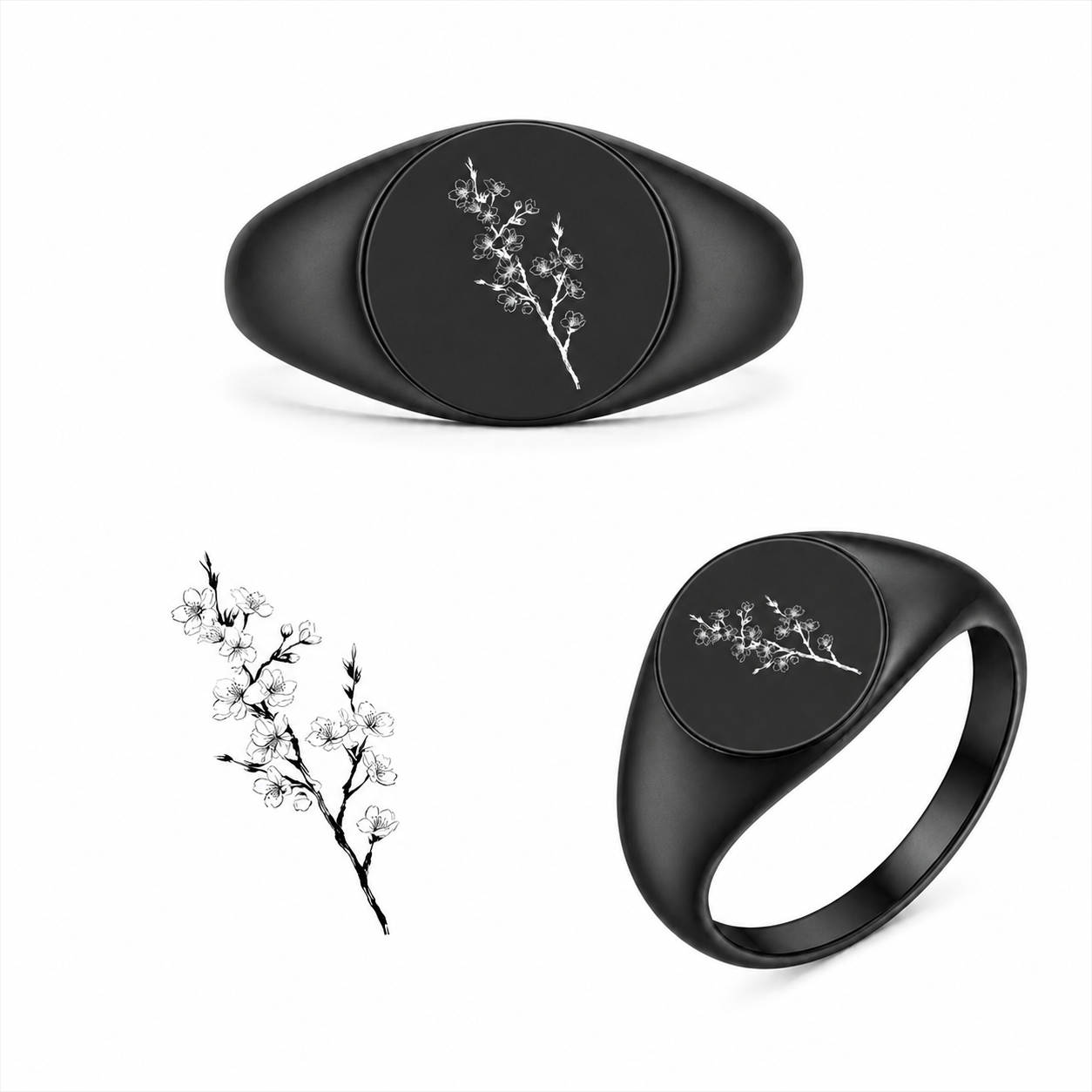 Gravierter Japan-Ring Sakura