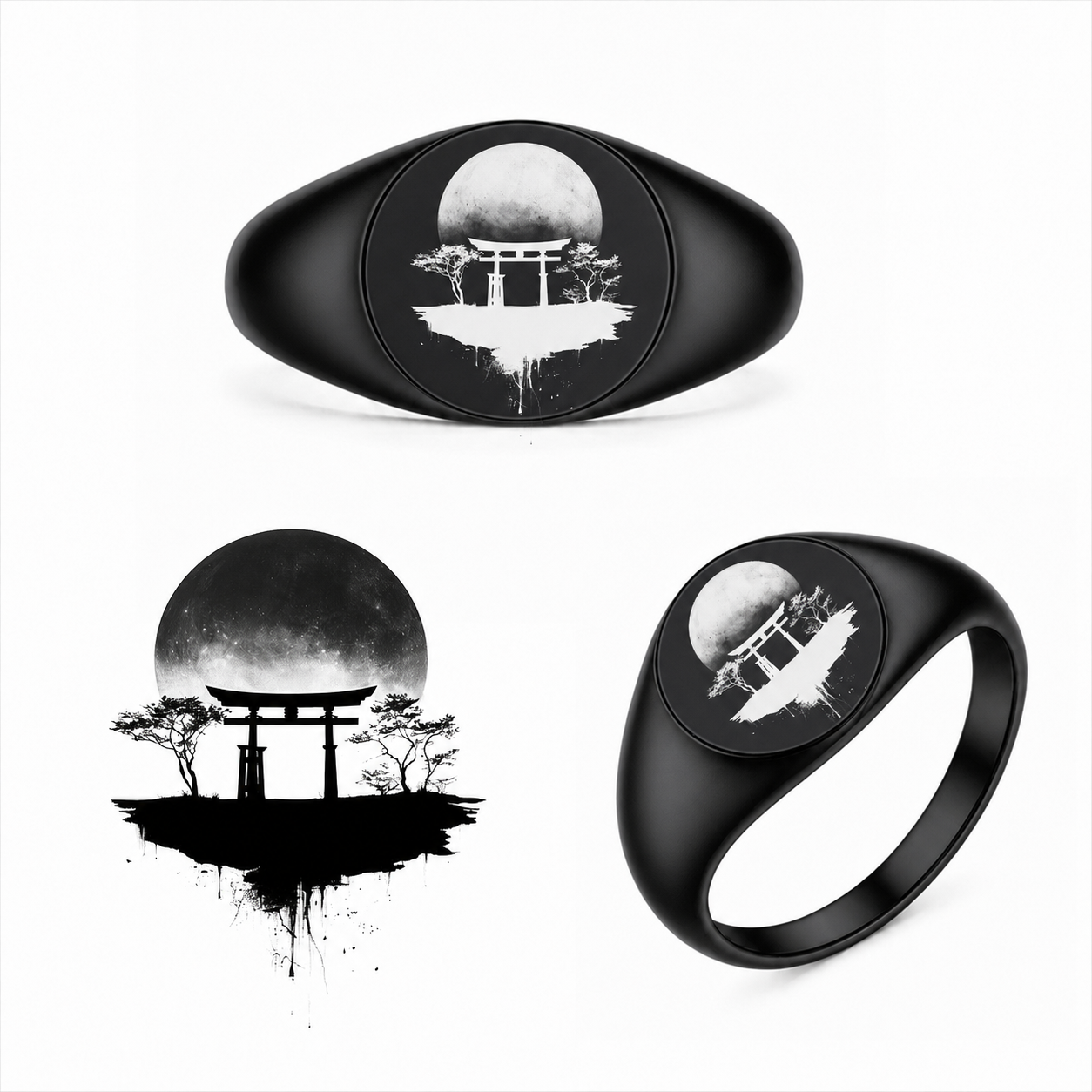 Gravierter Japan-Ring Torii