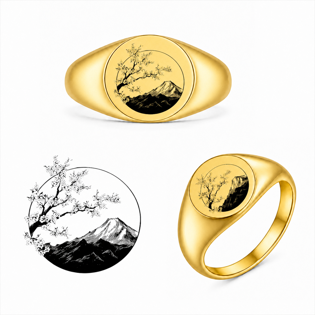 Gravierter Japan-Ring Haru