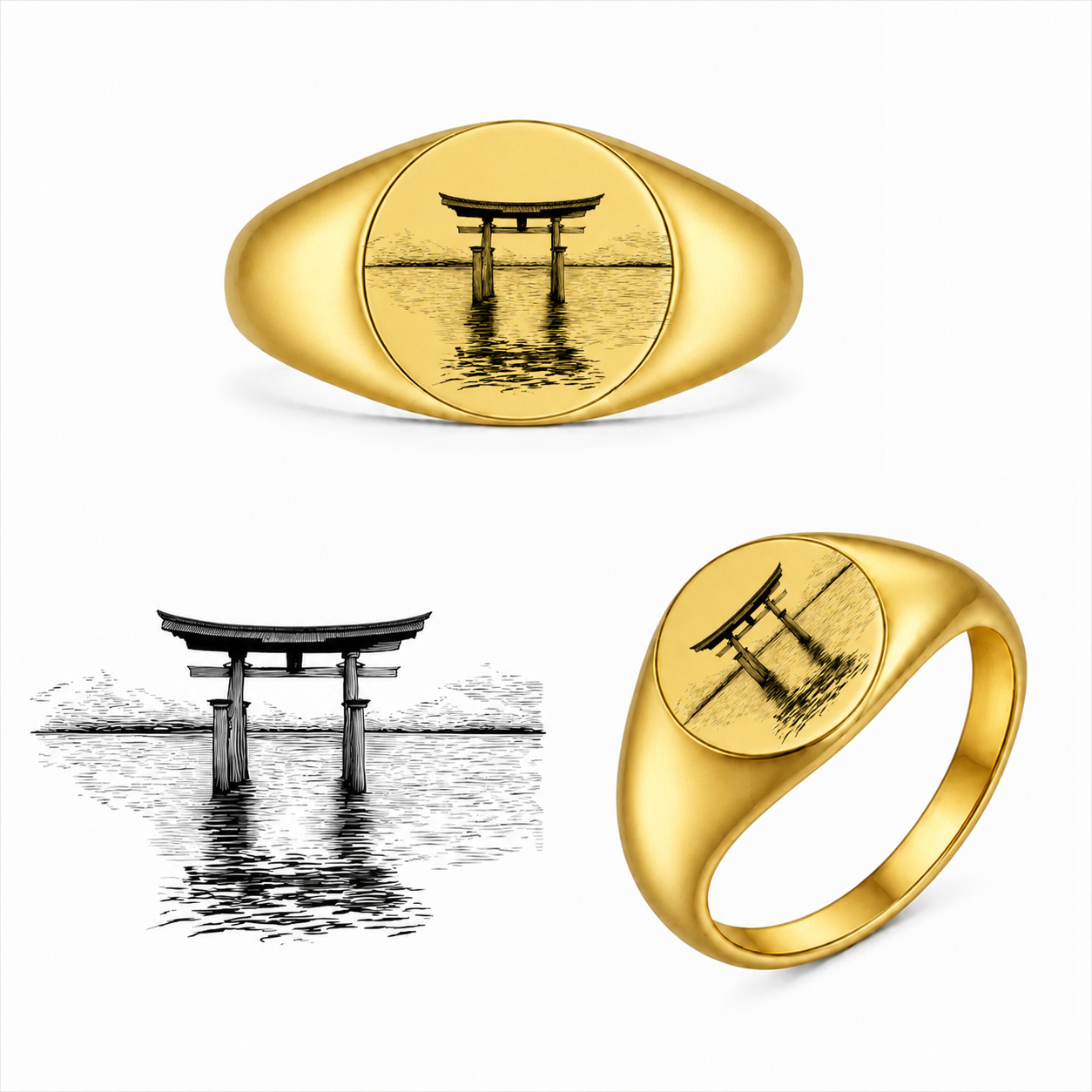 Gravierter Japan-Ring Kaigan