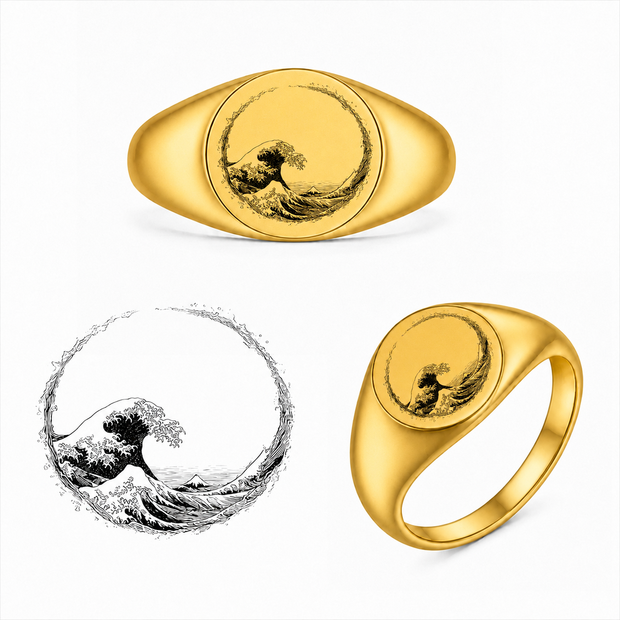 Gravierter Japan-Ring Kanagawa