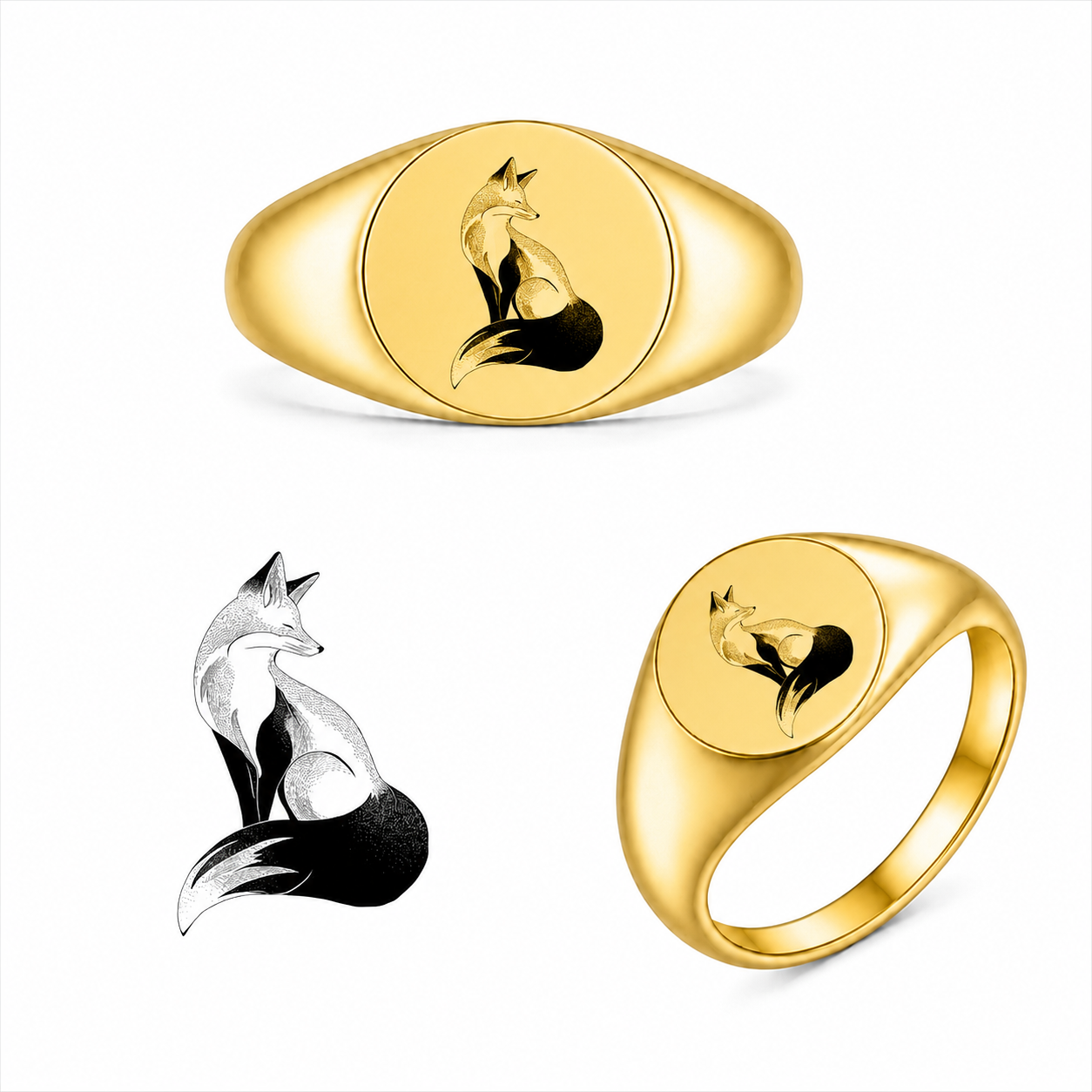 Gravierter Japan-Ring Kitsune