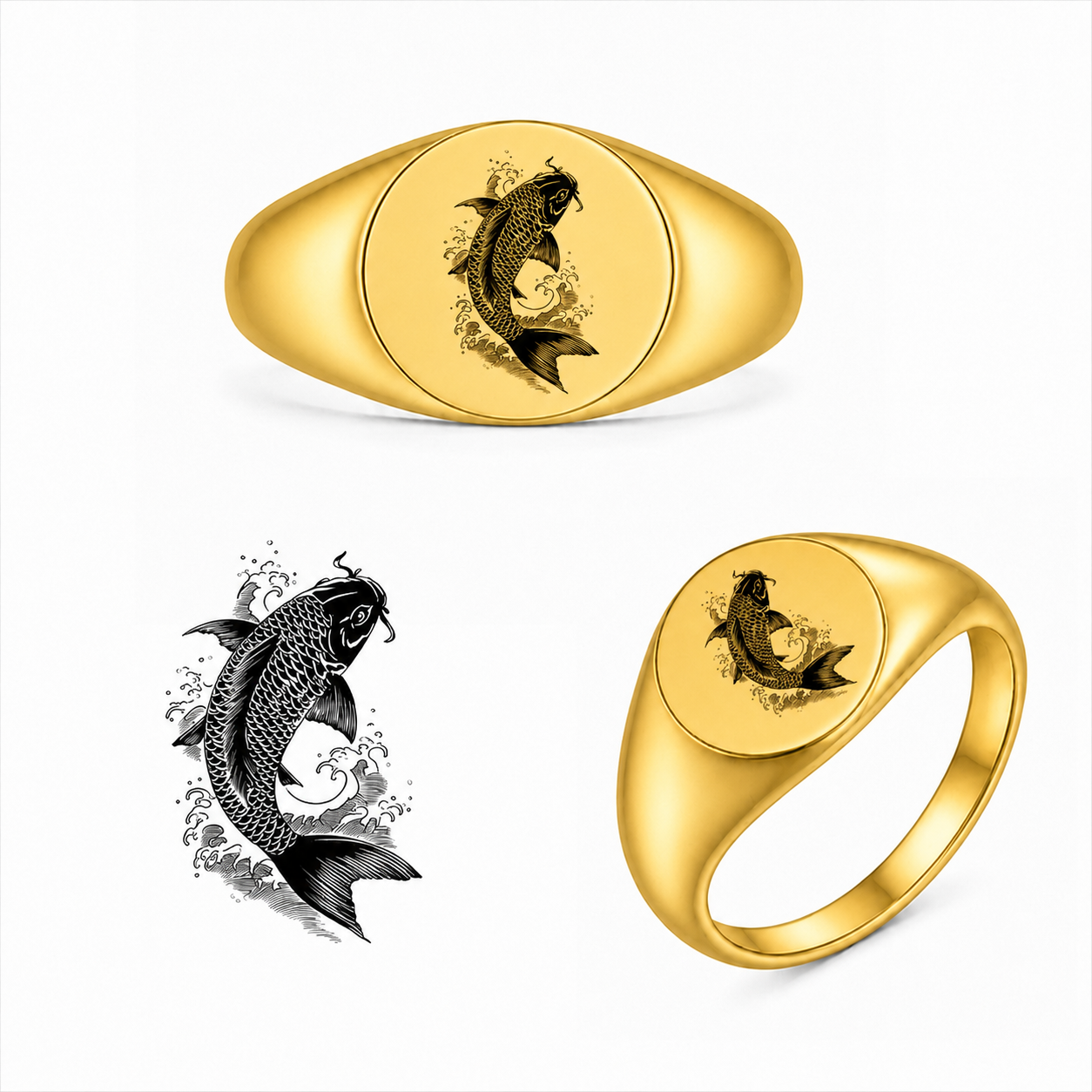 Gravierter Japan-Ring Koi