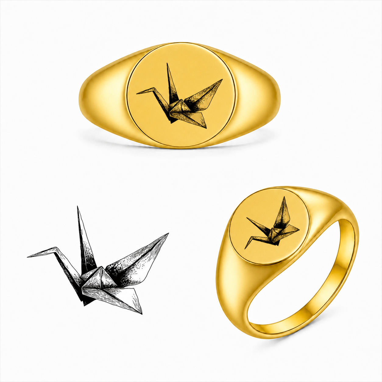 Gravierter Japan-Ring Origami