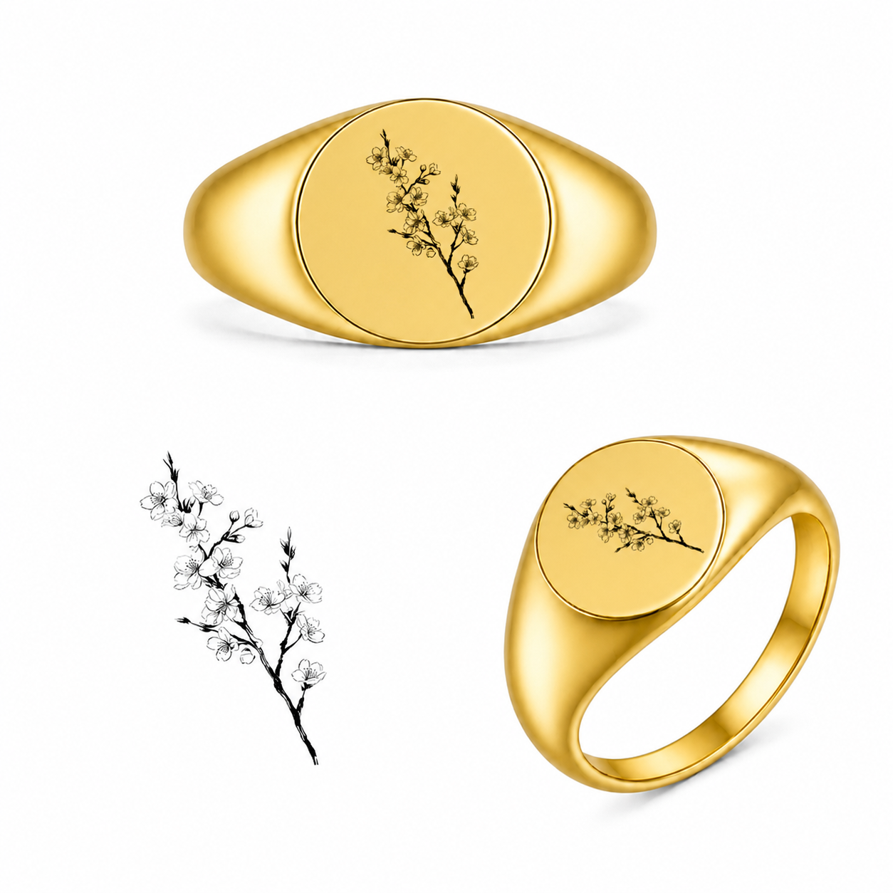 Gravierter Japan-Ring Sakura