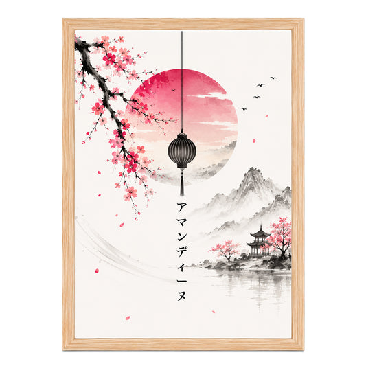 Personalisiertes japanisches Wandbild – Sakura-Landschaft