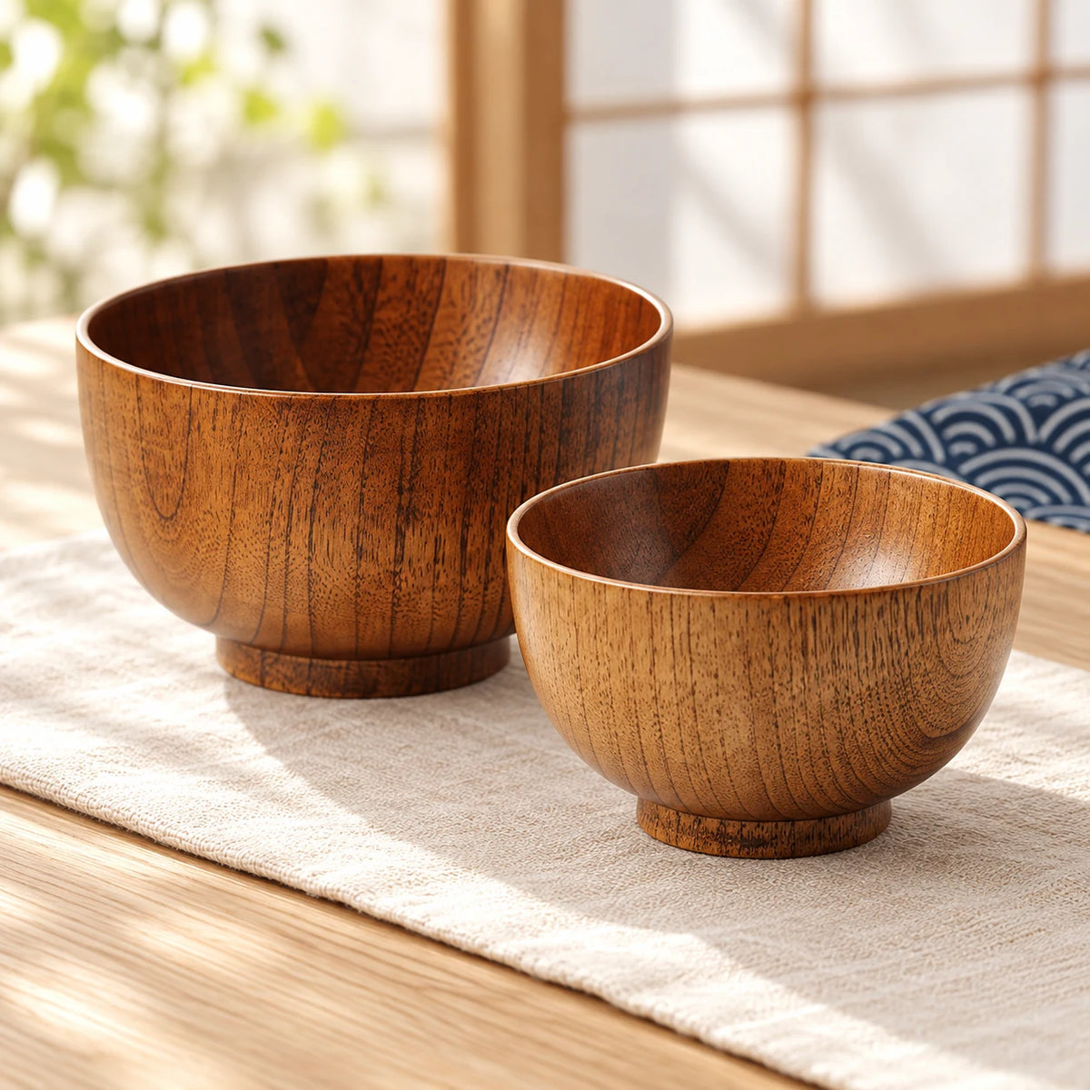 Japanische Holzschale Maru – Reis und Suppe