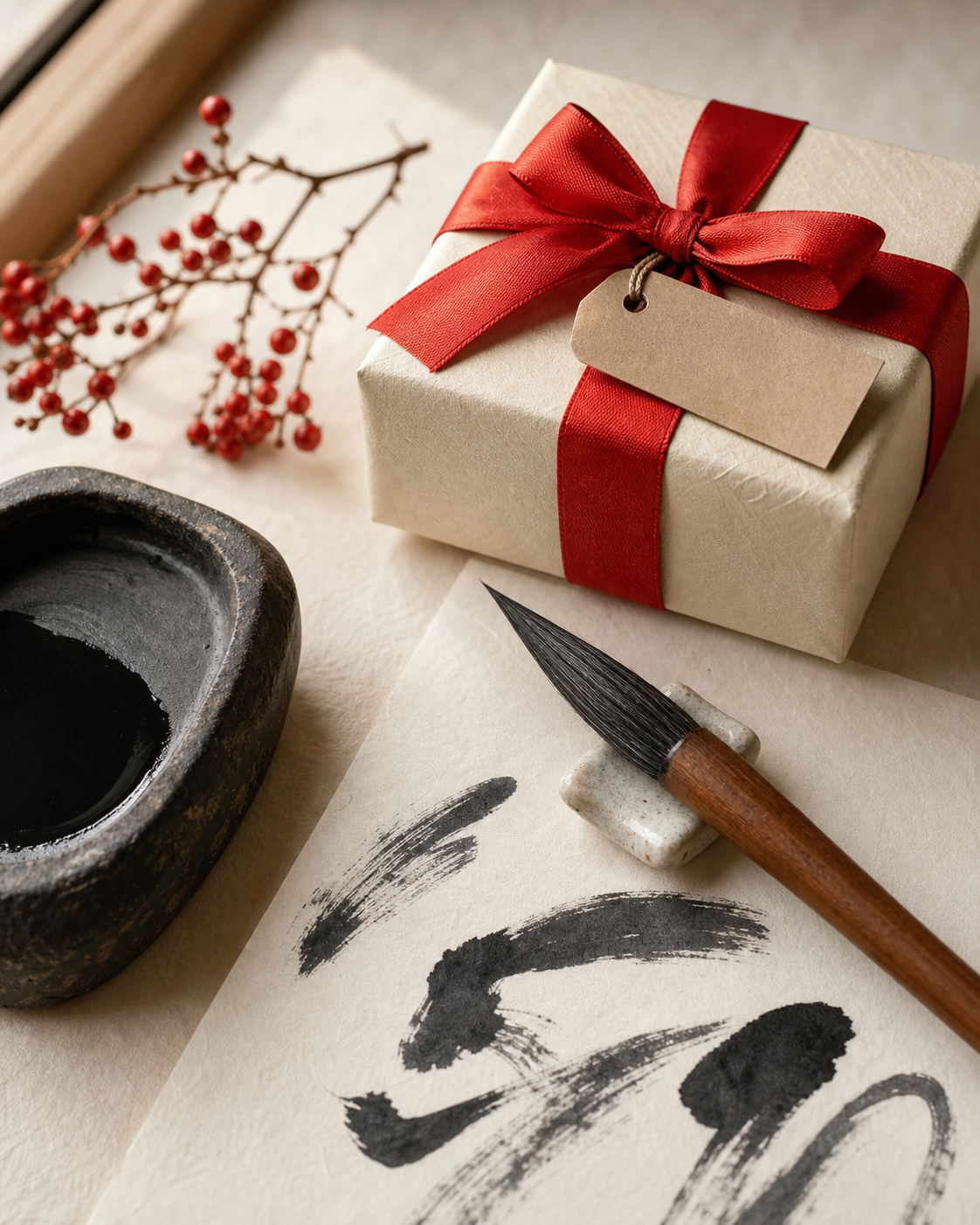 Japanischer Kalligrafiepinsel und Geschenkbox zum Personalisieren
