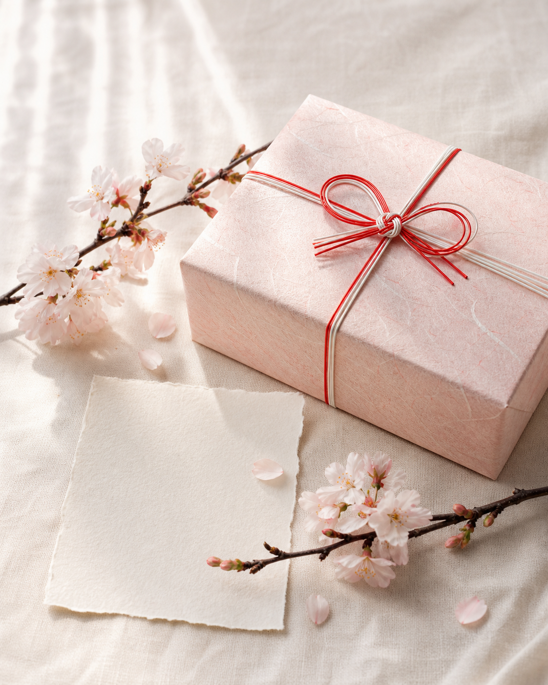 Japan Geschenkidee für Frauen: Geschenkbox aus Washi-Papier und Kirschblütenzweige