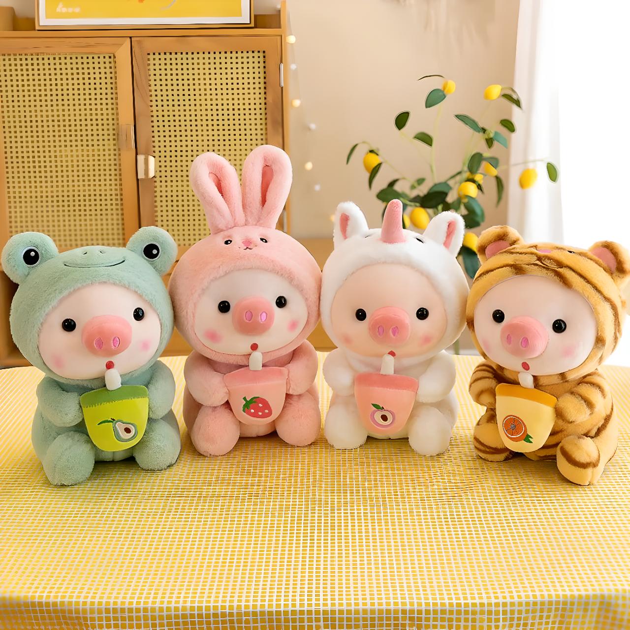 Kawaii Schweinchen Bubble Tea Plüsch