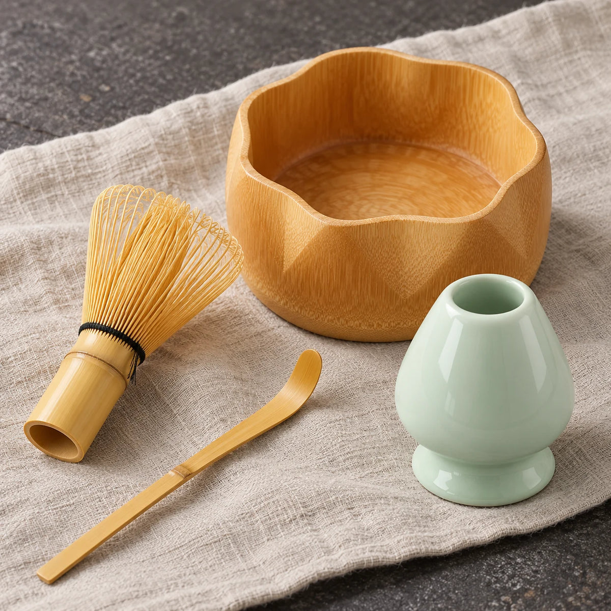 Japanisches Matcha-Set Wakaba – 4 Teile aus Bambus