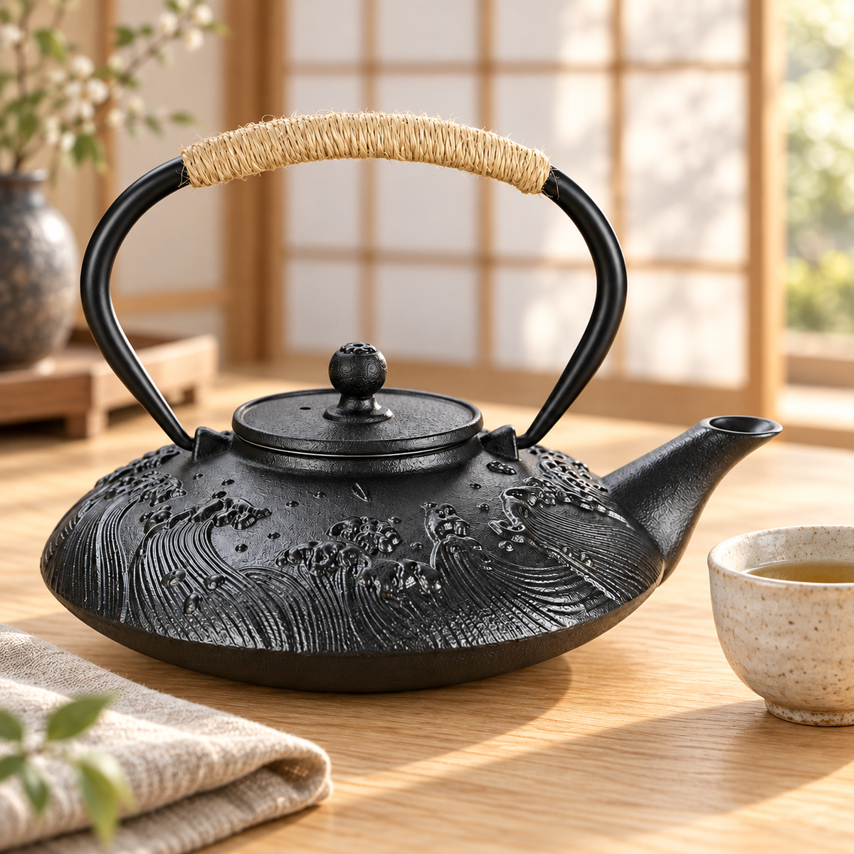Japanische Teekanne aus Gusseisen Nami 