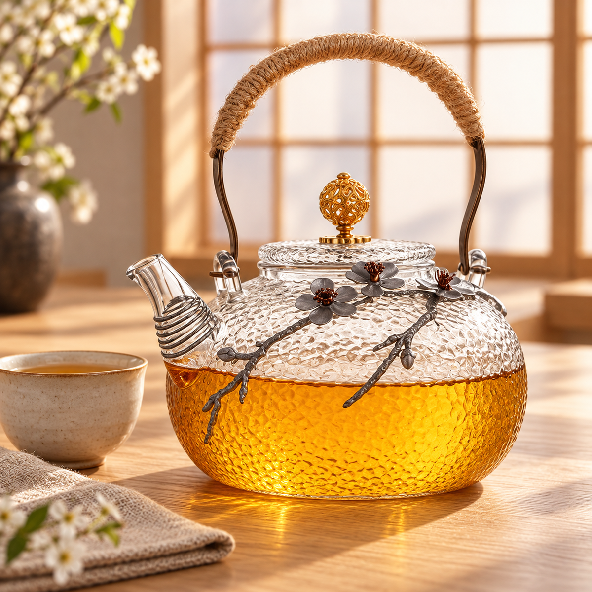 Japanische Glas-Teekanne Ume – 930 ml